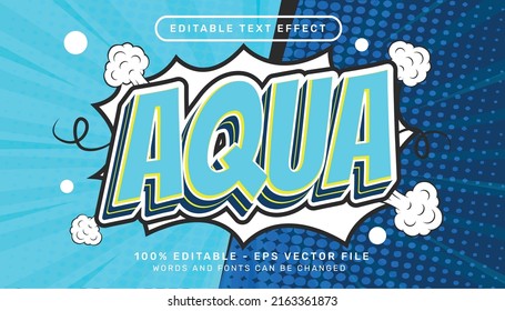 Aqua Retro Blue Pop Color 3d Text Effect And Editable Text Effect