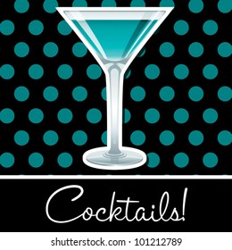 Aqua retro cocktail card in vector format.