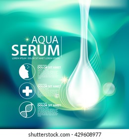 aqua skin collagen Serum and Background Concept Skin Care Cosmetic.