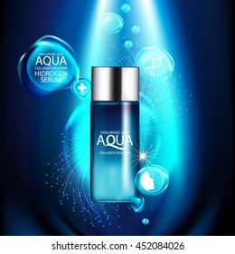 aqua skin collagen Serum and Background Concept Skin Care Cosmetic.