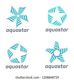 Aqua star vector logo design template. Logo set for Wellness center
