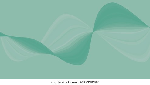 Líneas fluidas abstractas de color verde azulado con Gradientes suaves, ideales para Diseños web modernos, presentaciones y Fondos de pantalla digitales