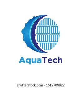 Aqua tech, octopus logo Ideas. Inspiration logo design. Template Vector Illustration. Isolated On White Background