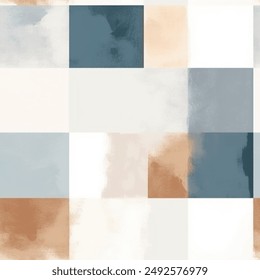 Aqua Terra Brown French Grey White Abstract Geometric Watercolor Scandinavian Design Seamless Pattern Wallpaper Curtain Bedding Upholstery Fabric Pastel Background Vector