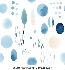 Aqua Terra Brown French Grey White Abstract Geometric Watercolor Scandinavian Design Seamless Pattern Wallpaper Curtain Bedding Upholstery Fabric Pastel Gift Wrapping Paper Background Vector