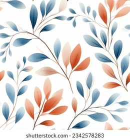 Aqua Terra Floral Leaf Abstract Watercolor Seamless Pattern Wallpaper Background Fabric Curtain Bedding Vector
