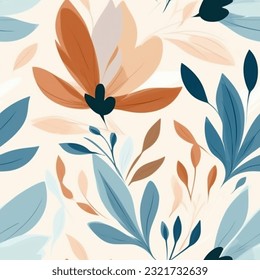 Aqua Terra Pastel Colors Wild Flowers Abstract Seamless Pattern Wallpaper Background 