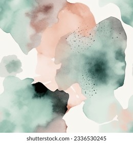 Aqua Terra Watercolor Abstract Scandinavian Design Seamless Pattern Wallpaper Curtain Bedding Background