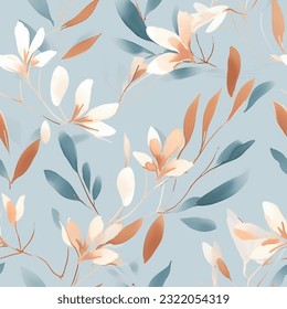 Aqua Terra Wild Flowers Abstract Seamless Pattern Wallpaper Background  स्टॉक वेक्टर