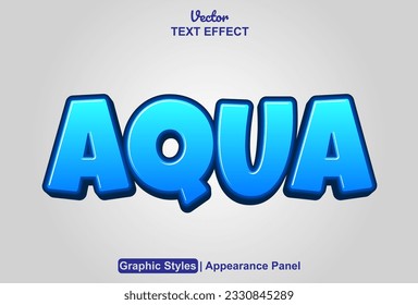aqua text effect with blue color graphic style and editable.