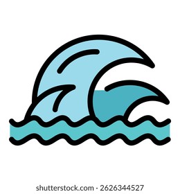 Aqua tsunami icon. Outline aqua tsunami vector icon color flat isolated