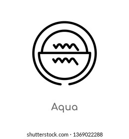 aqua vector line icon. Simple element illustration. aqua outline icon from zodiac concept. Can be used for web and mobile
