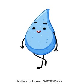 aqua water drop character cartoon. cute smile, face mascot, blue rain aqua water drop character sign. isolated symbol vector illustration