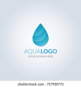 Aqua water drop  logo in blue gradient color. Template for your design