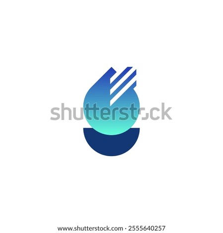 Aqua Water Droplet with Half Circle Shield Logo Design Vector