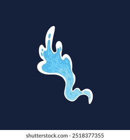 Aqua water splash. Liquid water drop, blue transparent splashes, water flow and waves flat vector illustration icon. Clean water splash for collection on dark blue background