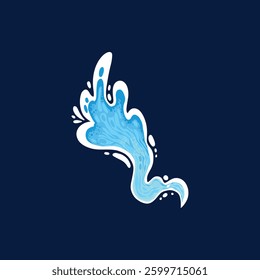 Aqua water splash. Liquid water drops, blue transparent splashes, water flows and waves flat vector illustration icon. Clean water splash collection on dark blue