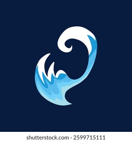 Aqua water splash. Liquid water drops, blue transparent splashes, water flows and waves flat vector illustration icon. Clean water splash collection on dark blue