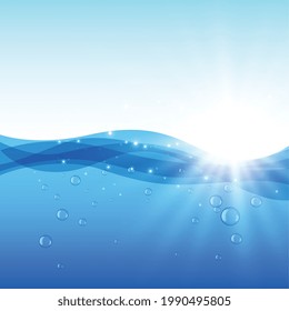 aqua water with sun light background