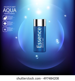 Aqua watery essence and Background Concept Skin Care Cosmetic.