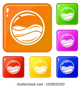 Aqua window icons set collection vector 6 color isolated on white background