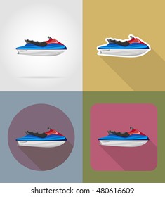 aquabike flat icons vector illustration isolated on background