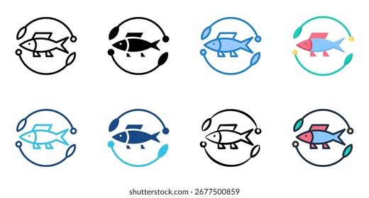 Aquakultur-Icon Set mehrere Stil Sammlung 
