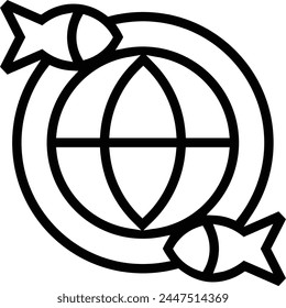 Aquakultur-Symbol. Dünnes lineares Design isoliert auf weißem Hintergrund
