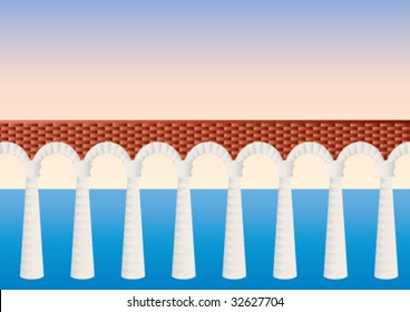 Aquaduct on the water with bricks