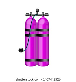 Aqualung. Diving devices. Raster version isolated on white background