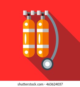 Aqualung icon in flat style on a red background