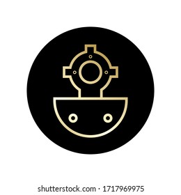 aqualung icon golden vector illustration. isolated on white background