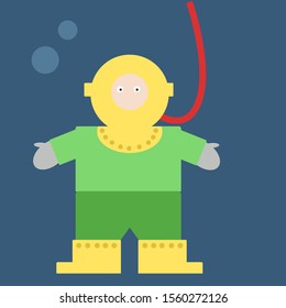 Aqualung, illustration, vector on white background.
