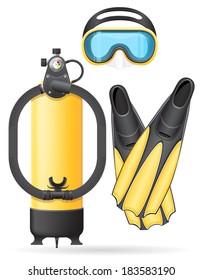 aqualung mask tube and flippers for diving vector illustration isolated on white background