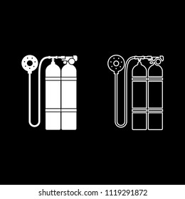 Aqualung scuba icon outline set white color