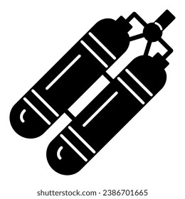 Aqualung solid icon, underwater sport concept, Oxygen tank for diver sign on white background, aqualung for scuba diving icon in glyph style for mobile and web design. Vector graphics