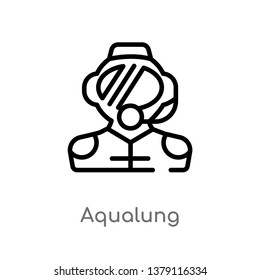 aqualung vector line icon. Simple element illustration. aqualung outline icon from nautical concept. Can be used for web and mobile