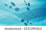 Aquamarine art wallpaper with smoothly curved branches with leaves. Excellent background for designing posters, presentations, outdoor advertising and your other projects. Vector.