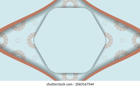 Aquamarine background with coral mandala and space for text