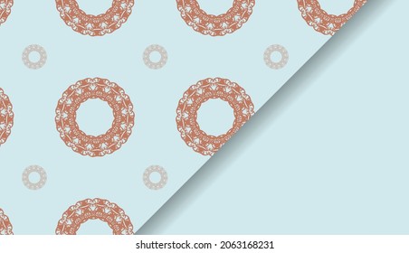 Aquamarine background with vintage coral ornament for design under text