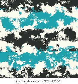 Aquamarine and Black Splatter Effect Textured Striped Pattern
