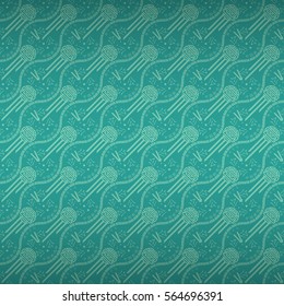 Aquamarine blue decorative seamless pattern in chinese fireworks style. Entangled puzzle repeatable backdrop. Hieroglyph translation: Chinese New Year of the Rooster 2017