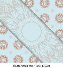 Aquamarine brochure with vintage coral motifs now ready to print.