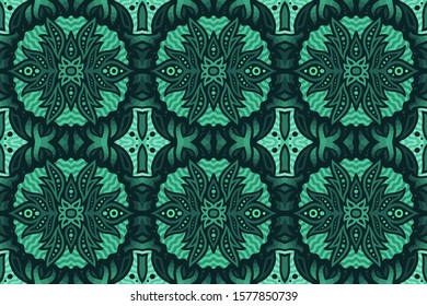 Aquamarine color background with beautiful abstract seamless pattern