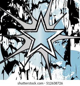 Aquamarine colored rock n roll grunge star vector background