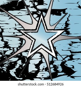 Aquamarine colored rock n roll grunge star vector background