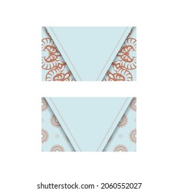 Aquamarine coral mandala business card for your business.