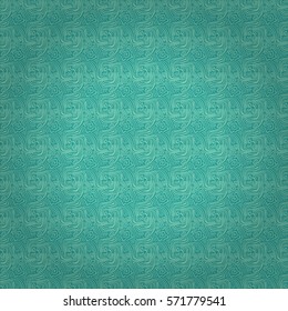 Aquamarine fancy seamless pattern in labyrinth style. Equable puzzle repeatable backdrop. Modern tracery.