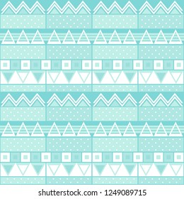 Aquamarine geometric vector seamless pattern