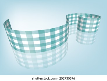 Aquamarine Gingham / check ribbon 3D